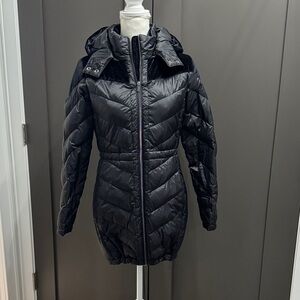 Badgley Mischka Black Puffer Coat Light Weight Packable Down Sz XS